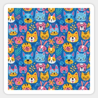 Whimsical Animal Faces Pattern Sticker